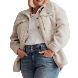 Lane Bryant Cream Teddy Shacket